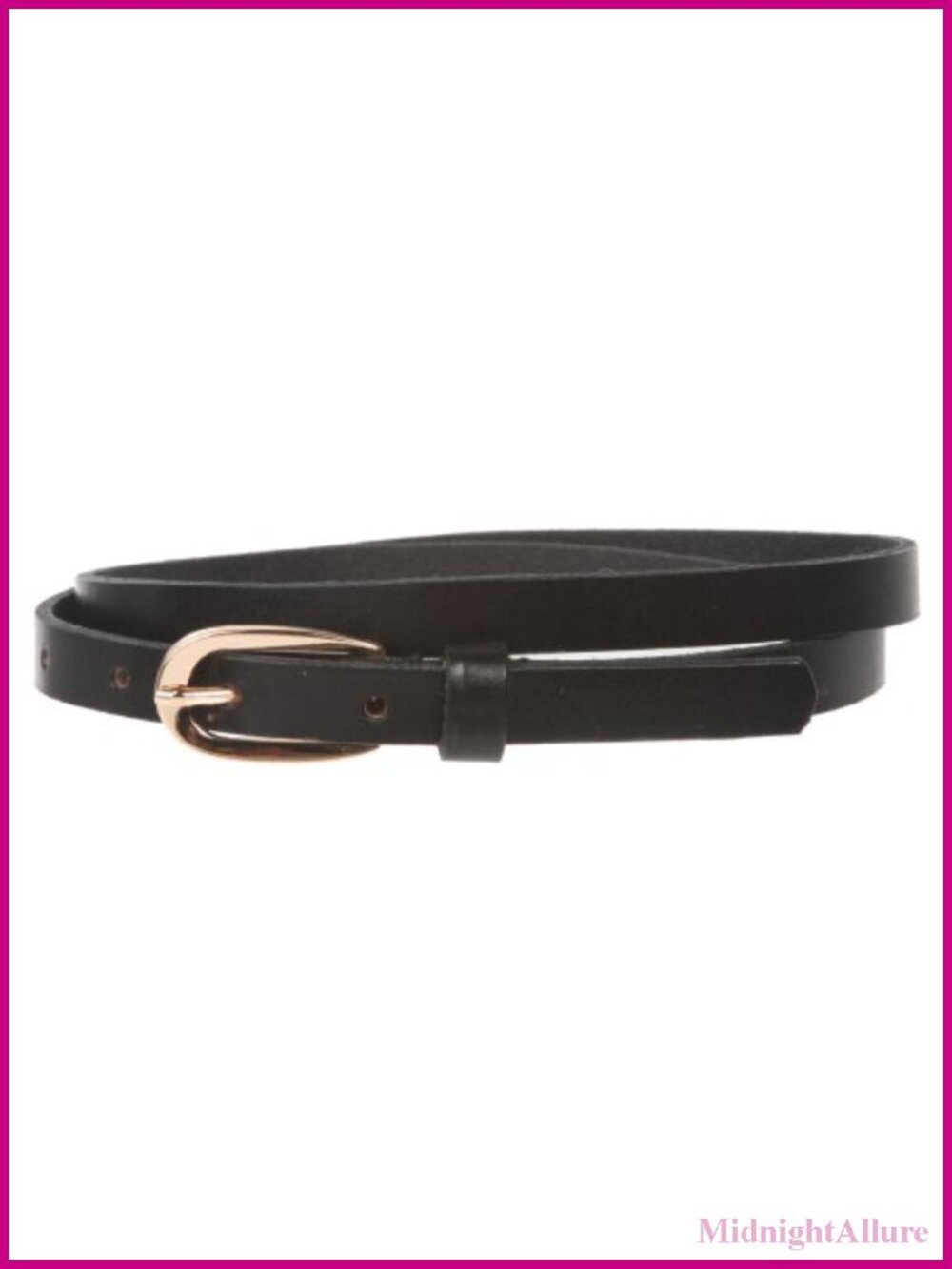 Skinny Full Grain Leather Dress Belt 1/2" Gold Tone Buckle